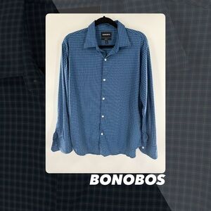 Bonobos Blue Checkered Casual Button Down Shirt